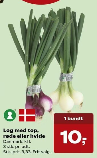 SuperBrugsen Løg med top, røde eller hvide tilbud