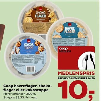 SuperBrugsen Coop havreflager, choko flager eller kokostoppe tilbud