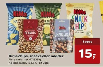 SuperBrugsen Kims chips, snacks eller nødder tilbud