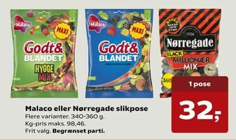 SuperBrugsen Malaco eller Nørregade slikpose tilbud