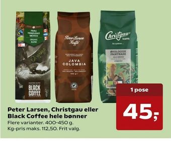 SuperBrugsen Peter Larsen, Christgau eller Black Coffee hele bønner tilbud