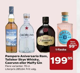 SuperBrugsen Pampero Aniversario Rom, Talisker Skye Whisky, Caorunn eller Malfy Gin tilbud