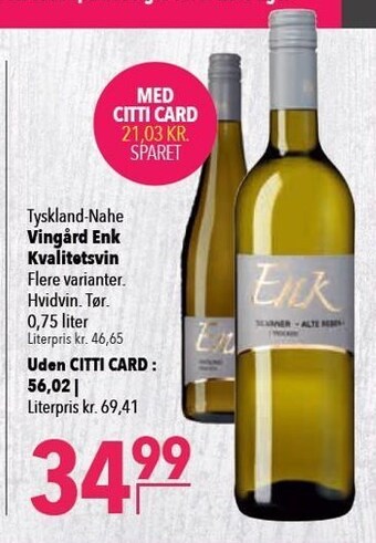 Citti Vingård enk kvalitetsvin tilbud