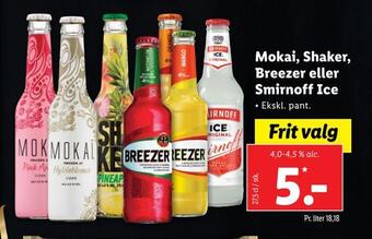 Mokai, shaker, breezer eller smirnoff ice