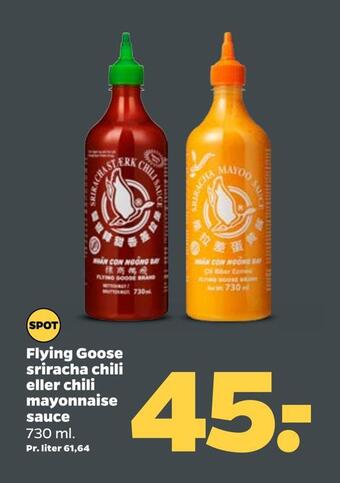 Netto Flying goose sriracha chili eller chili mayonnaise sauce tilbud