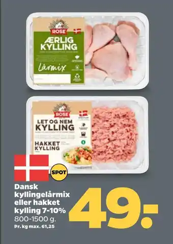 Netto Dansk kyllingelårmix eller hakket kylling 7-10% tilbud