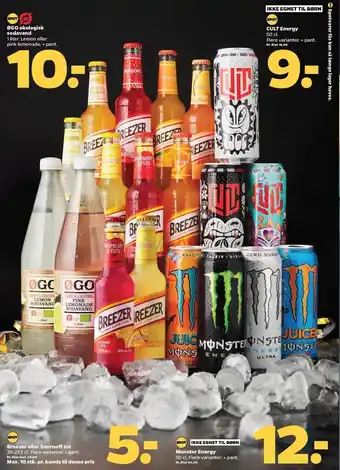 Netto Øgo økologisk sodavand, cult energy, breezer eller smirnoff ice eller monster energy tilbud