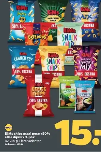 Netto Kims chips maxi eller dipmix tilbud