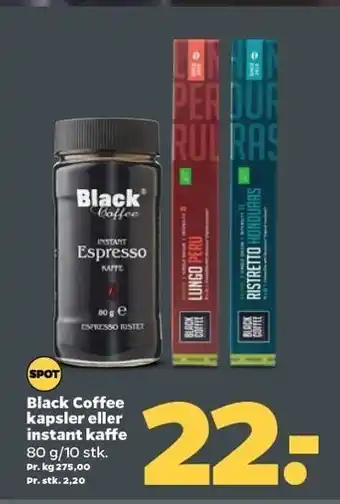 Netto Black coffe kapsler eller instant kaffe tilbud