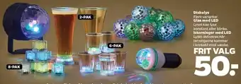 Netto Diskolys, glas med led eller isterninger med led tilbud