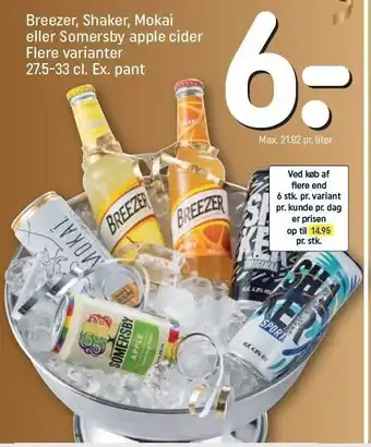REMA 1000 Breezer, shaker, mokai el. somersby apple cider tilbud