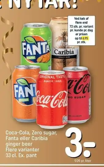 REMA 1000 Coca-cola, zero sugar, fanta el. caribia ginger beer tilbud