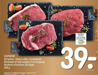 REMA 1000 Supreme striploin, ribeye el. rumpsteak tilbud