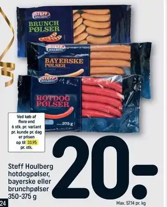 REMA 1000 Steff houlberg hotdogpølser, bayerske el. brunchpølser tilbud