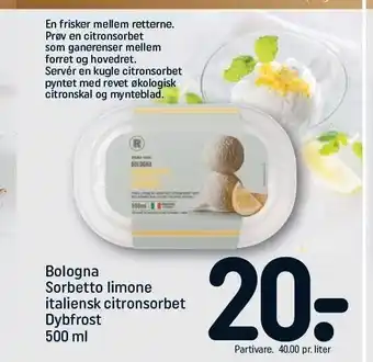REMA 1000 Bologna sorbetto limone italiensk citronsorbet tilbud