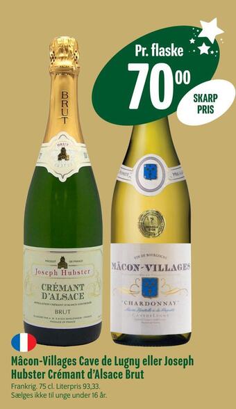 Min Købmand Mâcon-villages cave de lugny eller joseph hubster crémant d'alsace brut tilbud