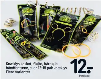 REMA 1000 Knæklys kasket, fløjte, hårbøjle, håndfontæne, eller 12-15 pak knæklys tilbud