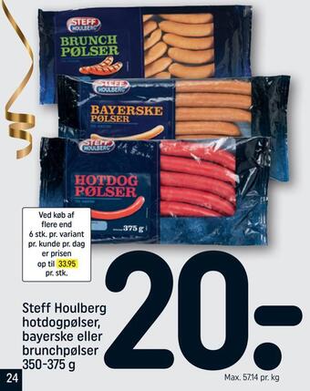 REMA 1000 Steff houlberg hotdogpølser, bayerske eller brunchpølser tilbud