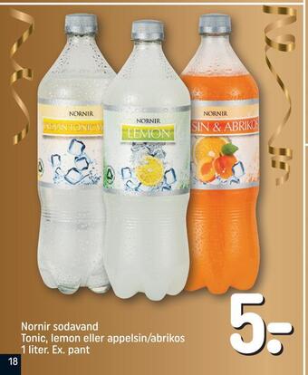 REMA 1000 Nornir sodavand tonic, lemon eller appelsin/abrikos tilbud