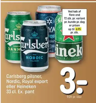 REMA 1000 Carlsberg pilsner, nordic, royal export eller heineken tilbud