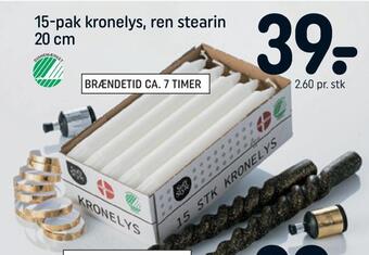 REMA 1000 15-pak kronelys, ren stearin 20 cm tilbud