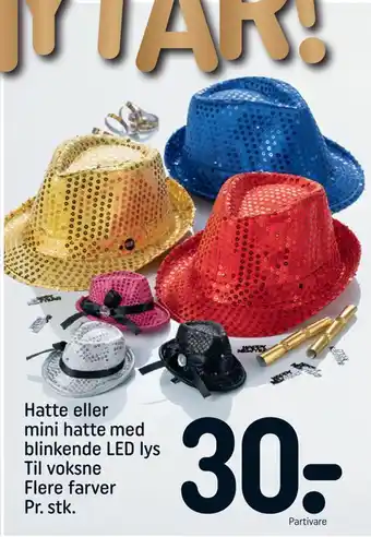 REMA 1000 Hatte eller mini hatte med blinkende led lys til voksne tilbud