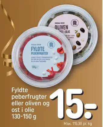 REMA 1000 Fyldte peberfrugter eller oliven og ost i olie tilbud