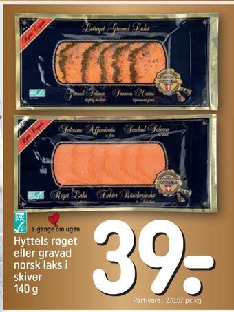 Hyttels røget eller gravad norsk laks i skiver