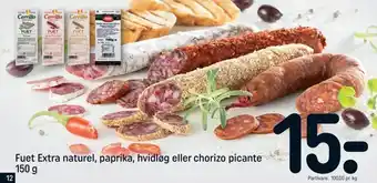 REMA 1000 Fuet extra naturel, paprika, hvidløg eller chorizo picante tilbud