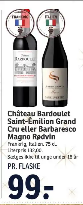 Château bardoulet saint-émilion grand cru eller barbaresco magno rødvin