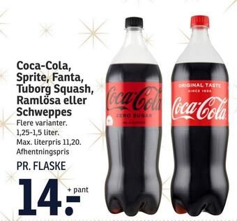 SPAR Coca-cola, sprite, fanta, tuborg squash, ramlösa eller schweppes tilbud
