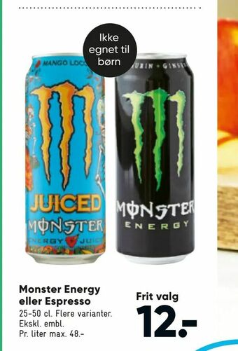 Bilka Monster Energy eller Espresso tilbud