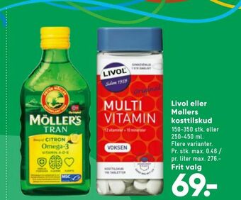 Bilka Livol eller Møllers kosttilskud tilbud