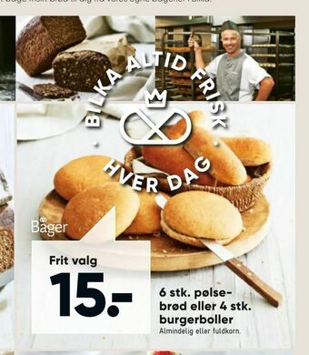 Bilka 6 stk. pølsebrød eller 4 stk. burgerboller tilbud