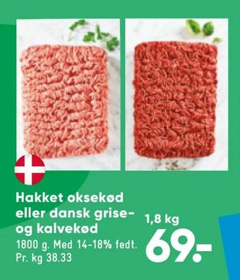 Bilka Hakket oksekød eller dansk grise og kalvekød tilbud