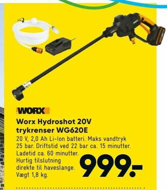 Bilka Worx Hydroshot 20V trykrenser WG620E tilbud