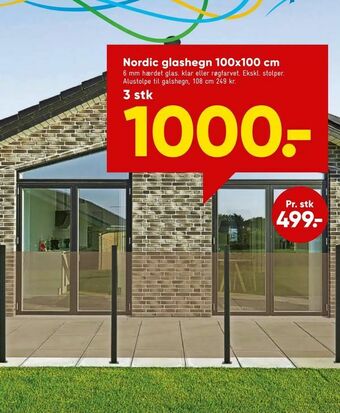 Bilka Nordic glashegn 100x100 cm tilbud