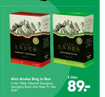 Bilka Alto Andes Bag in Box tilbud