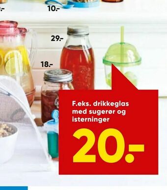 Bilka Drikkeglas med sugerør og isterninger tilbud