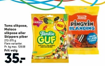 Bilka Toms slikpose, Malaco slikpose eller Skippers piber tilbud