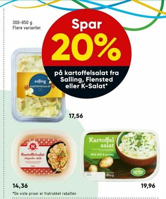 Bilka Kartoffelsalat fra Salling, Flensted eller K-Salat tilbud