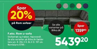 Bilka Rom u-sofa tilbud
