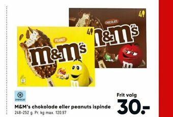 M&M's chokolade eller peanuts ispinde