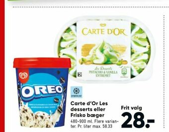 Bilka Carte d'Or Les desserts eller Frisko bæger tilbud