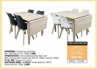 Daells Bolighus Sættilbud bord + 4 stole tilbud