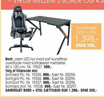 Daells Bolighus Gamersæt bord + stol sættilbud tilbud