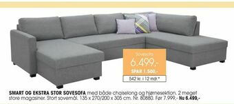 Daells Bolighus Smart og ekstra stor sovesofa tilbud