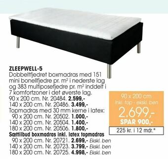 Daells Bolighus Sættilbud boxmadras inkl. latex topmadras tilbud
