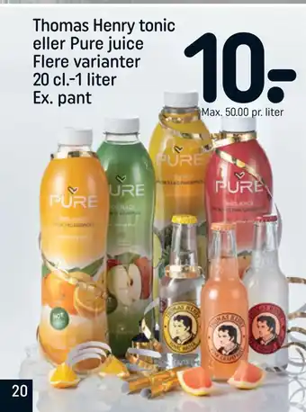 REMA 1000 Thomas henry tonic eller pure juice tilbud