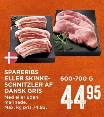 MENY Spareribs eller skinkeschnitzler af dansk gris tilbud